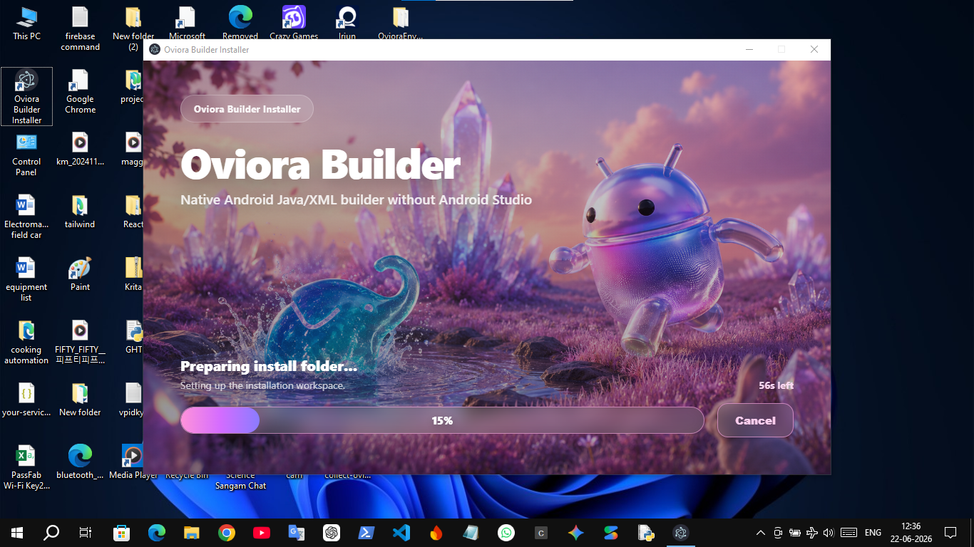 Oviora Builder Windows Installer GUI Screenshot